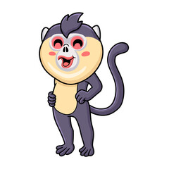 Cute little snub nosed monkey cartoon standing