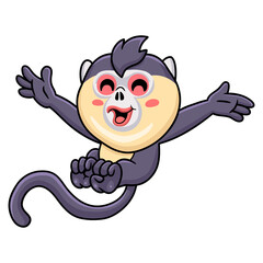 Cute little snub nosed monkey cartoon posing