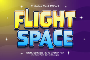 Editable text effect - Flight Space Flat Cartoon Game style