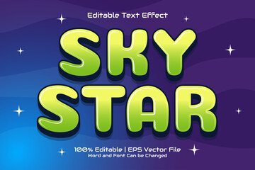 Editable text effect - Sky Star Flat Cartoon Game style