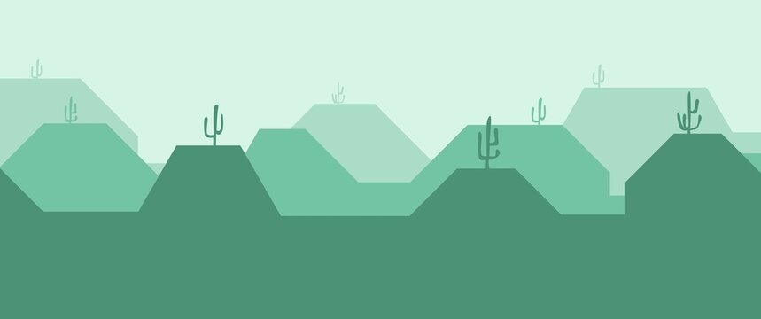 Cactus on the desert flat landscape vector illustration, perfect for background, desktop background, game assets, illustration, screensaver