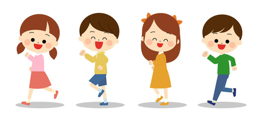 並んで歩く笑顔の子ども達