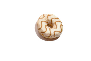 one caramel donut on a white background in the center of the frame