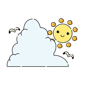 夏のイラストフレーム・入道雲とおひさま