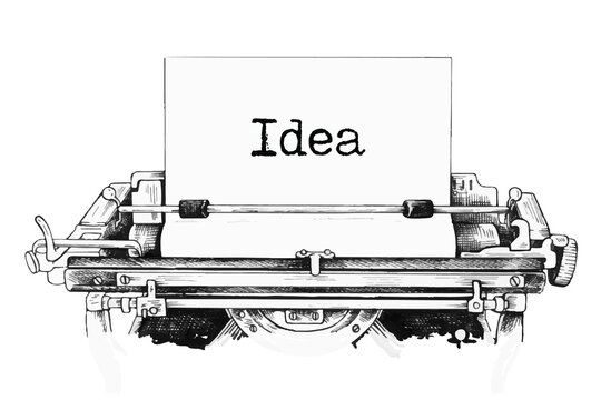 Idea typed words on a vintage typewriter. Close up.