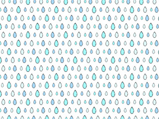 Fototapeta na wymiar 大小の雨粒、ドロップの青いパターン背景