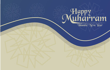 happy muharram islamic new year greeting card with copyspace