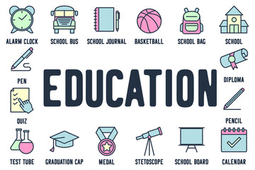 Education and back to school set icon symbol template for graphic and web design collection logo vector illustration
