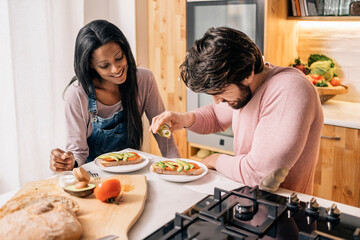 Multi-Ethnic Couple at Home