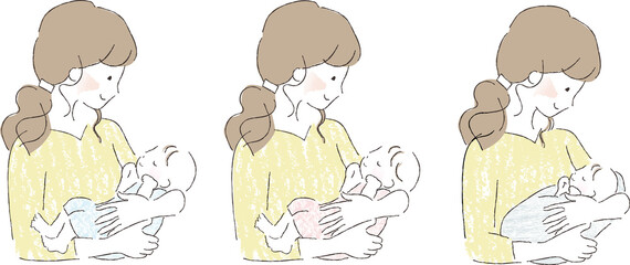 赤ちゃんを抱っこするお母さん