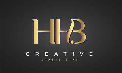 HHB creative luxury stylish logo design with golden premium look, initial tree letters customs logo for your business and company	