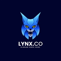 Vector Logo Illustration Lynx Gradient Colorful Style.