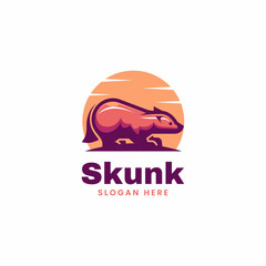 Vector Logo Illustration Skunk Simple Mascot Style.