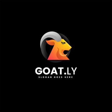 Vector Logo Illustration Goat Gradient Colorful Style.