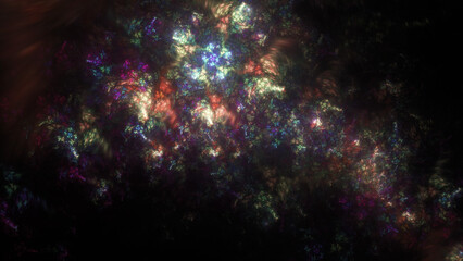 Abstract glowing shapes. Fantastic space background. Digital fractal art. 3d rendering.