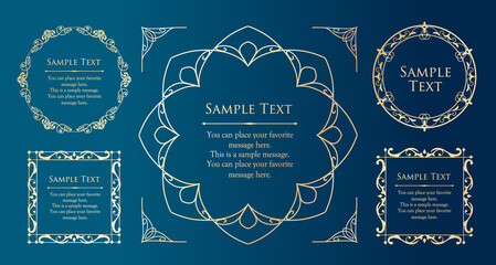 オシャレなフレーム。デザインテンプレート。ゴージャスな額のセット。