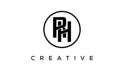 Monogram / initial letters RH creative corporate customs typography logo design. spiral letters universal elegant vector emblem with circle for your business and company.