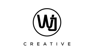 Monogram / initial letters WJ creative corporate customs  typography logo design. spiral letters universal elegant vector emblem with circle  for your business and company.