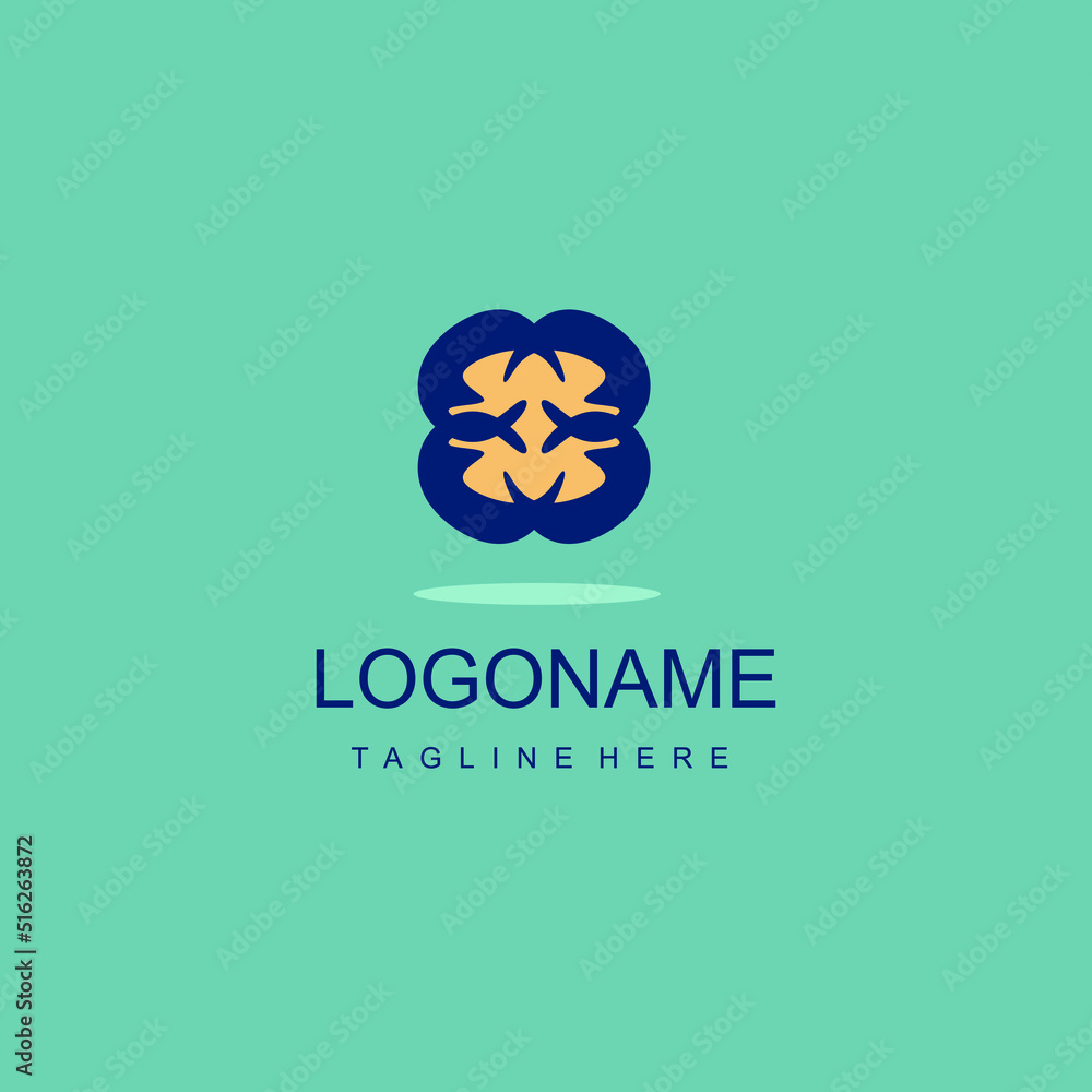 Poster minimal logo design in the form of a tiger, in the form of a flower, in the form of two birds. an in