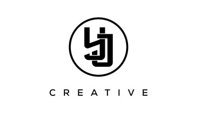 Monogram / initial letters YJ creative corporate customs  typography logo design. spiral letters universal elegant vector emblem with circle  for your business and company.