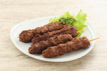 Beef kebab skewer minced meat