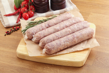 Raw pork sausages for grill