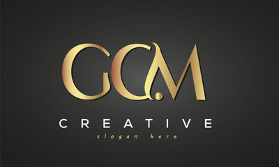 GCM creative luxury stylish logo design with golden premium look, initial tree letters customs logo for your business and company