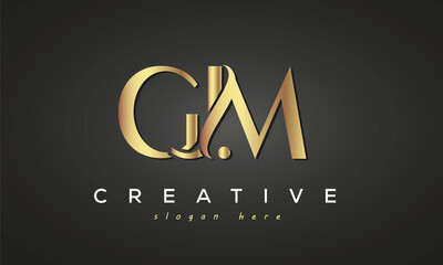 GJM creative luxury stylish logo design with golden premium look, initial tree letters customs logo for your business and company