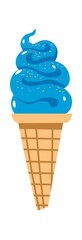 Colorful ice cream with sprinkles in crunchy cone
