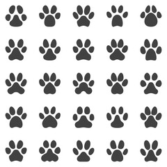 Animal Pet Paw Print icons set - Black Silhouette Paw Prints symbols