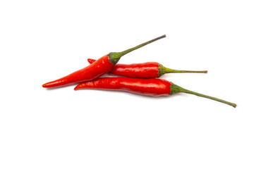 Red chili peppers isolated on white background.