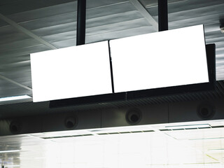 Mock up LCD Screen Blank digital tv Media display indoor public building 