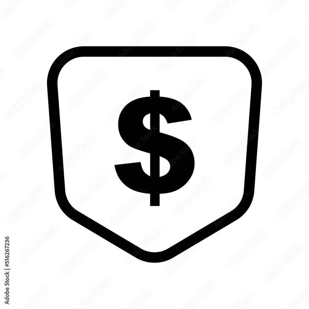 Poster shield icon with dollar sign. vector.
