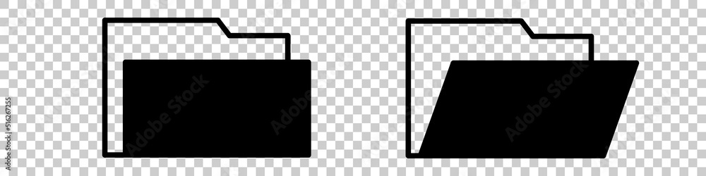Aufkleber closed and open folder icons isolated on transparent background. vector.