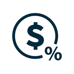 Dollar sign and percentage icons. Tax rate and interest rate. Vector.