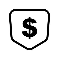 Shield icon with dollar sign. Vector.