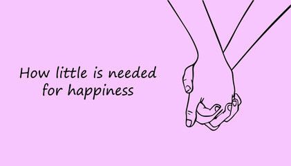 Linear sketch of a hand holding hands.How little is needed for happiness.Hand holding a hand Vector illustration