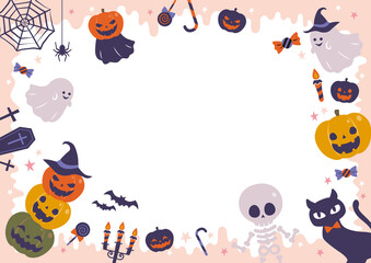 Fototapeta premium ハロウィン カボチャとオバケの背景素材