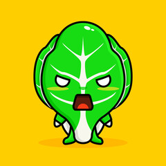 mustard greens character design with angry expression