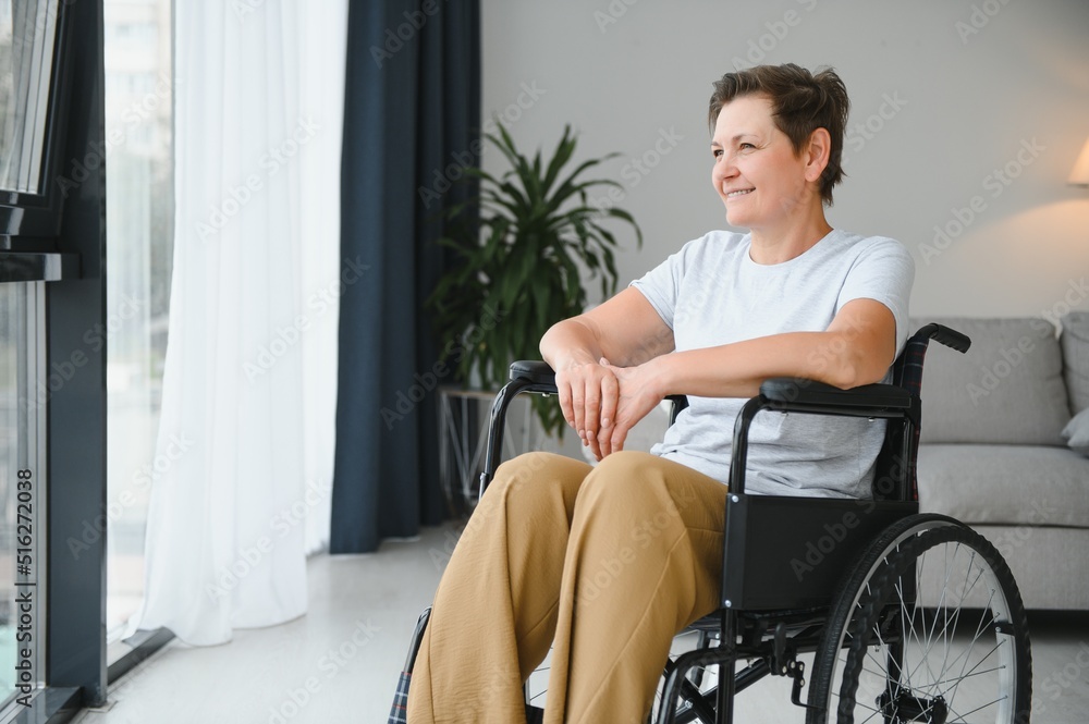 Poster Senior woman on a wheelchair