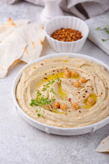 Hummus from chickpeas and pita bread.