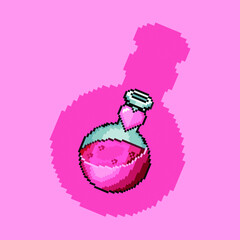 love potion botlle with pixel style vector