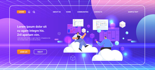 businesspeople in virtual reality digital glasses planning day scheduling appointment in calendar app agenda meeting plan