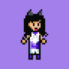 Fototapeta premium cute catgirl with pixel art style