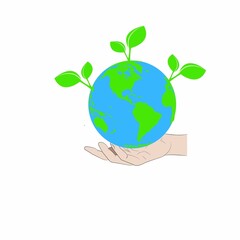 vector illustration save the earth with reforestation. 2d illustration