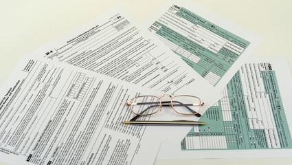 Tax forms for the current year for US citizens to file a return.