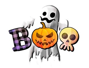 Boo illustration, Halloween Cute Ghost Shirt, Spooky Kid