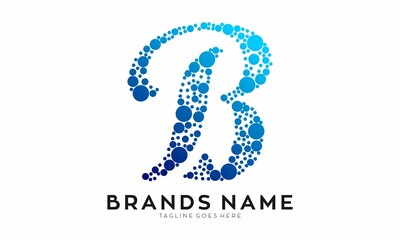 Letter B with bubble symbol vector logo