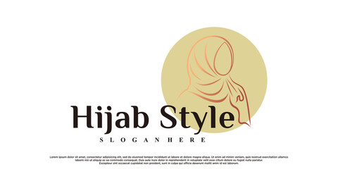 Beauty hijab logo for moslem woman with creative element Premium Vector