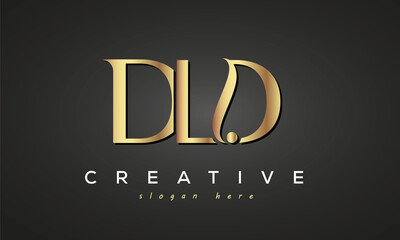 DLD creative luxury stylish logo design with golden premium look, initial tree letters customs logo for your business and company
